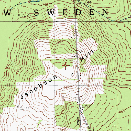 Topographic Map of Jacobson Hill, ME
