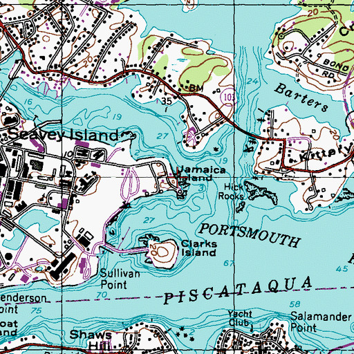 Topographic Map of Jamaica Island, ME