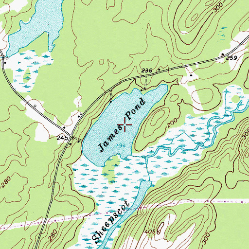 Topographic Map of James Pond, ME