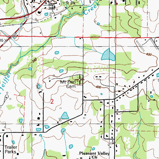 Topographic Map of Mount Zion Cemetery, AR