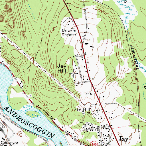 Topographic Map of Jay Hill, ME