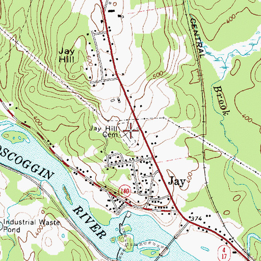 Topographic Map of Jay Hill Cemetery, ME