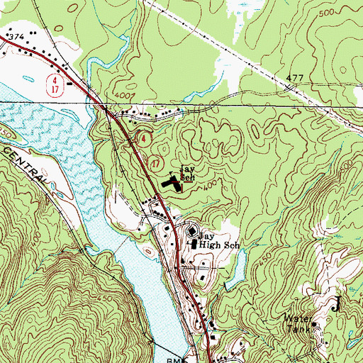 Topographic Map of Jay Elementary School, ME