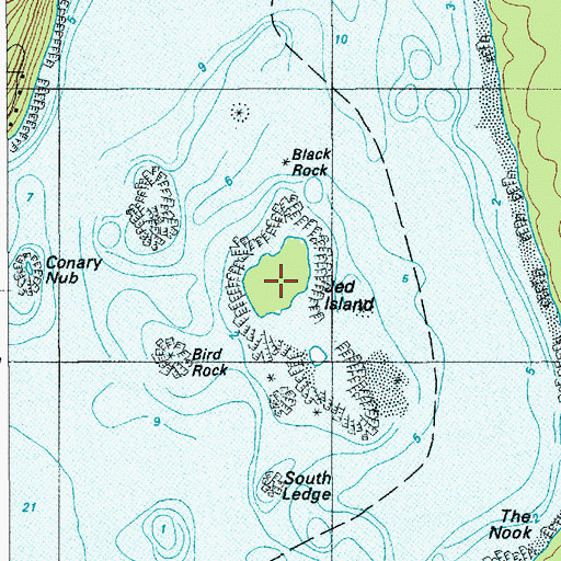 Topographic Map of Jed Island, ME