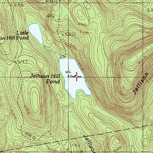 Topographic Map of Jellison Hill Pond, ME