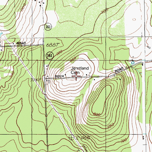Topographic Map of Jemtland Cemetery, ME