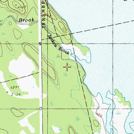 Topographic Map of Jenkins Brook, ME
