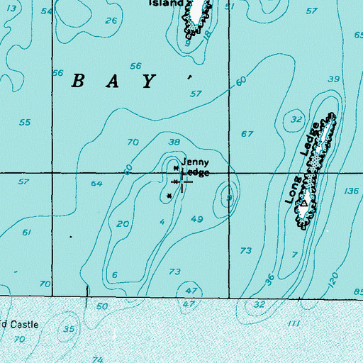 Topographic Map of Jenny Ledge, ME