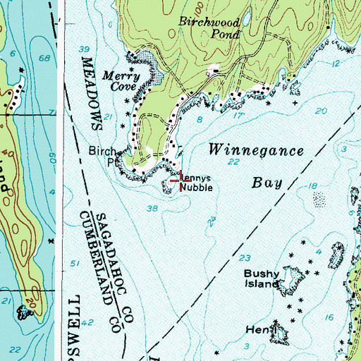 Topographic Map of Jennys Nubble, ME