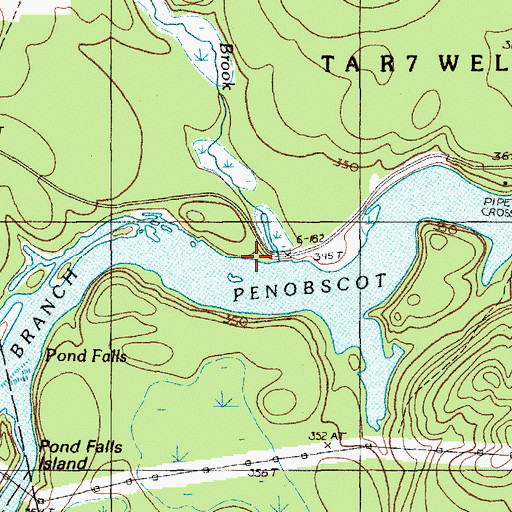 Topographic Map of Jerry Brook, ME