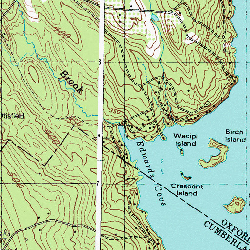 Topographic Map of Jerry Brook, ME