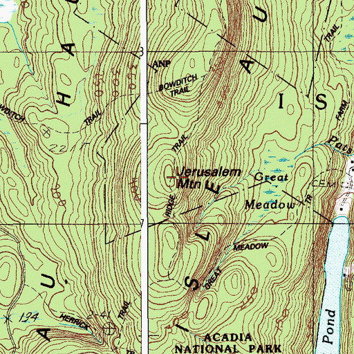 Topographic Map of Jerusalem Mountain, ME