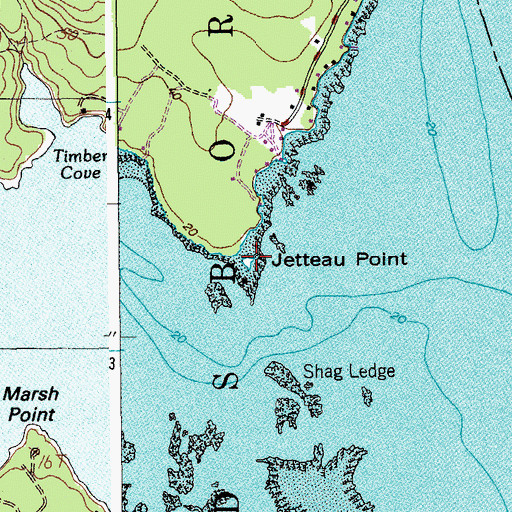 Topographic Map of Jetteau Point, ME