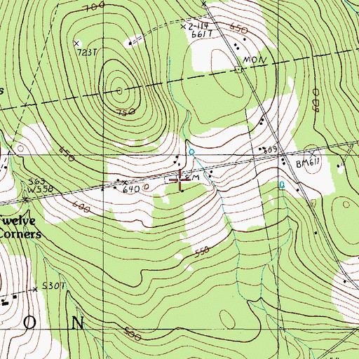 Topographic Map of Jewett Cemetery, ME