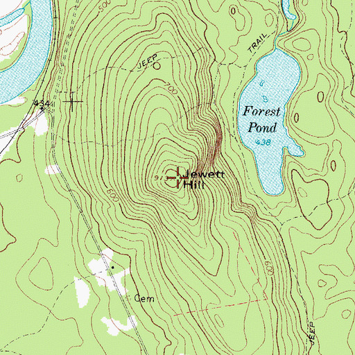 Topographic Map of Jewett Hill, ME
