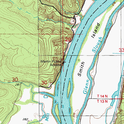 Topographic Map of Martin Public Access, AR