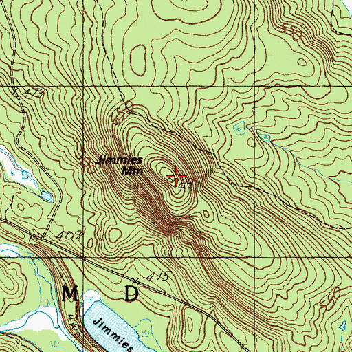 Topographic Map of Jimmies Mountain, ME