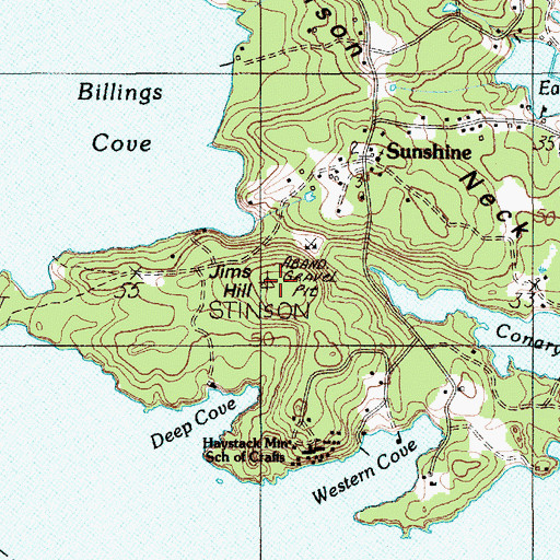 Topographic Map of Jims Hill, ME