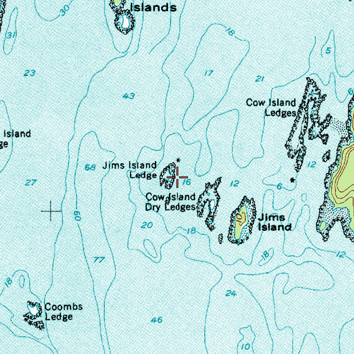 Topographic Map of Jims Island Ledge, ME