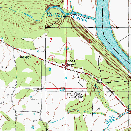 Topographic Map of Reeds Chapel, AR