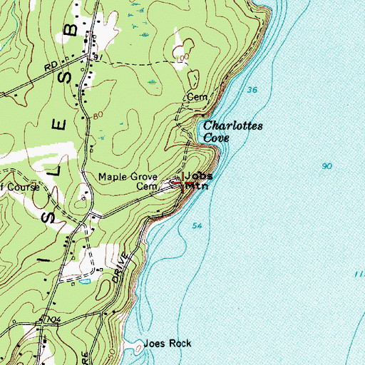 Topographic Map of Jobs Mountain, ME