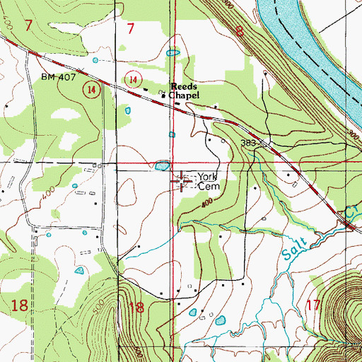 Topographic Map of York Cemetery, AR