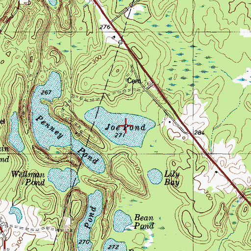 Topographic Map of Joe Pond, ME