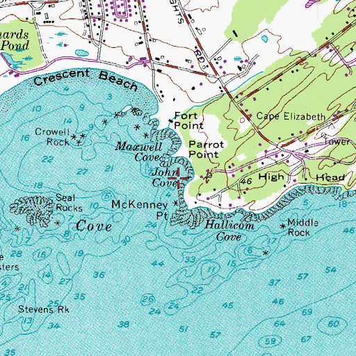 Topographic Map of John Cove, ME