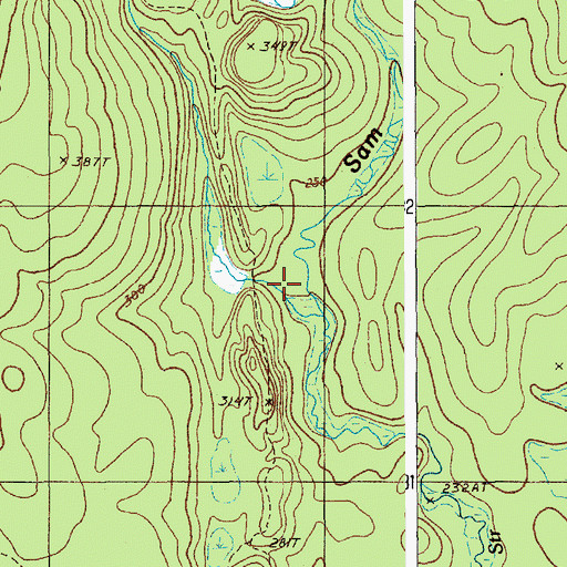 Topographic Map of Johnny Ayers Brook, ME