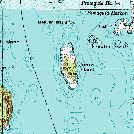 Topographic Map of Johns Island, ME