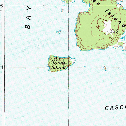 Topographic Map of Johns Island, ME