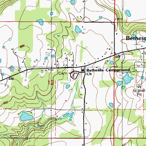 Topographic Map of Campground Cemetery, AR