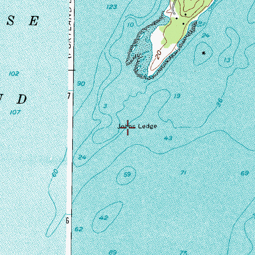 Topographic Map of Johns Ledge, ME
