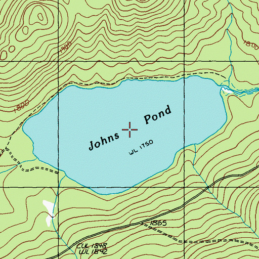 Topographic Map of Johns Pond, ME
