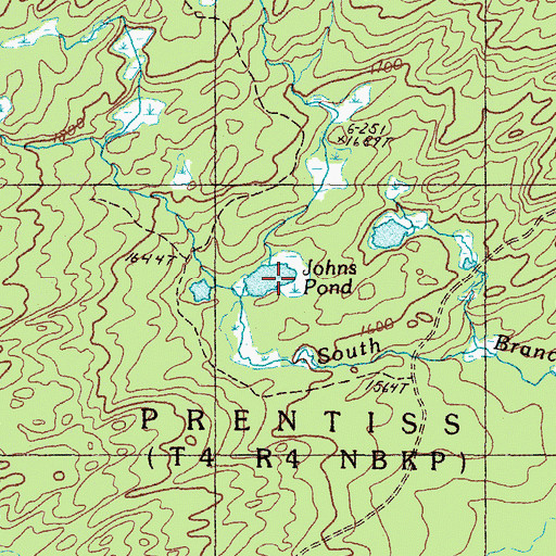 Topographic Map of Johns Pond, ME