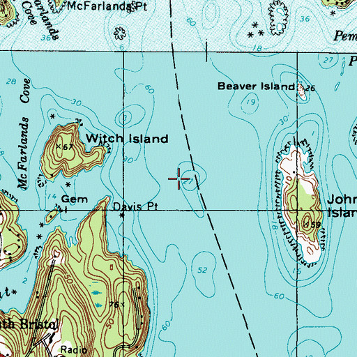 Topographic Map of Johns River, ME