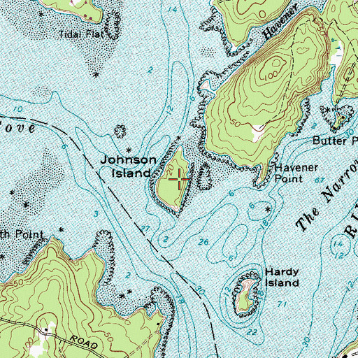 Topographic Map of Johnson Island, ME