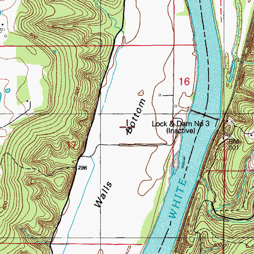 Topographic Map of Walls Bottom, AR