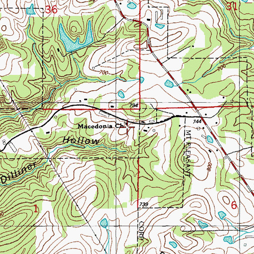 Topographic Map of Macedonia Church, AR