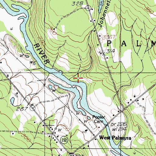 Topographic Map of Johonnett Brook, ME