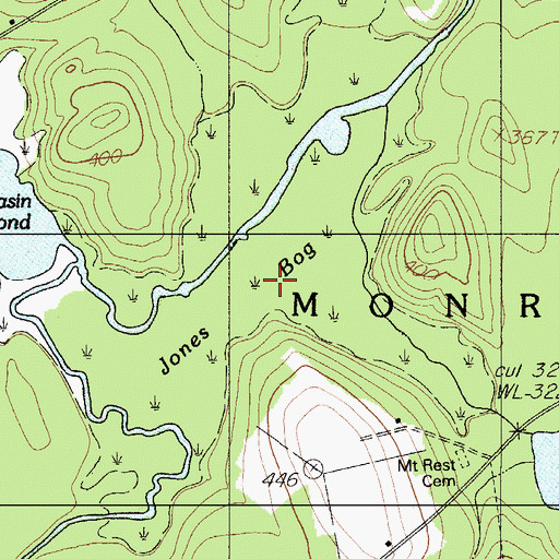 Topographic Map of Jones Bog, ME