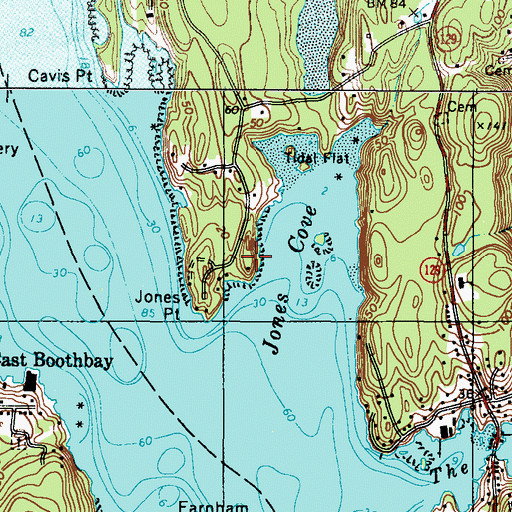 Topographic Map of Jones Cove, ME