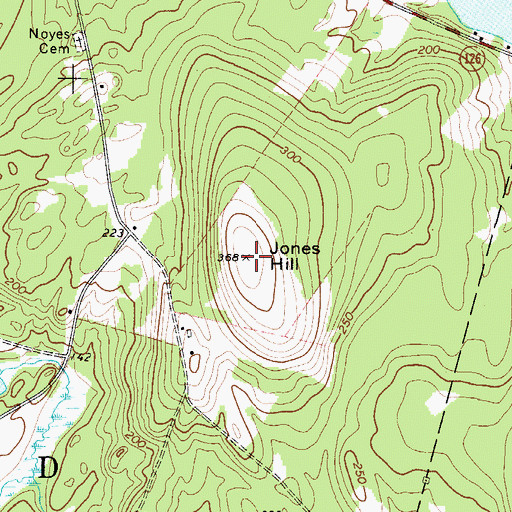 Topographic Map of Jones Hill, ME