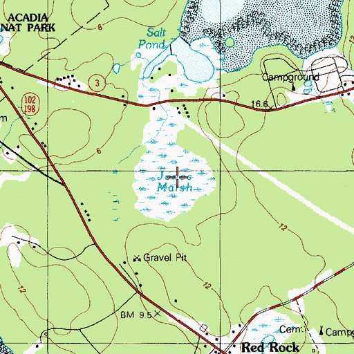 Topographic Map of Jones Marsh, ME