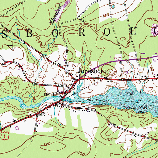 Topographic Map of Jonesboro, ME