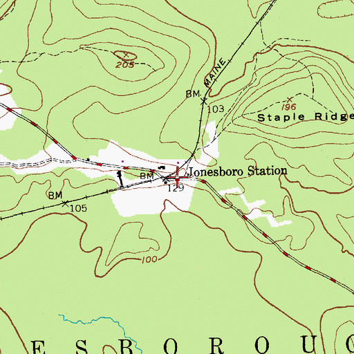 Topographic Map of Jonesboro Station, ME