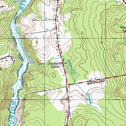 Topographic Map of Jordan Cemetery, ME