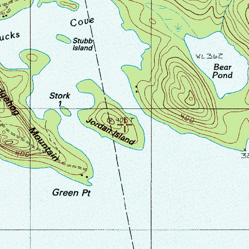 Topographic Map of Jordan Island, ME