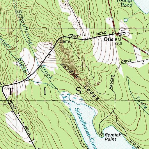 Topographic Map of Jordan Ledge, ME