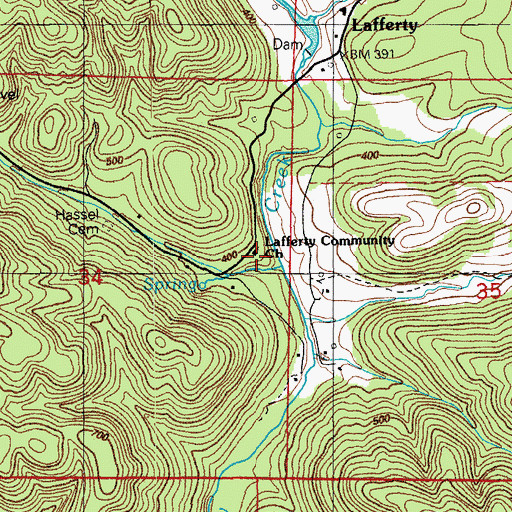 Topographic Map of Lafferty Community Church, AR